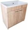 GAMA - Set Szafka Dąb Sonoma + zlewozmywak/komora gospodarcza, kolor biały PP 80x50 + syfon 